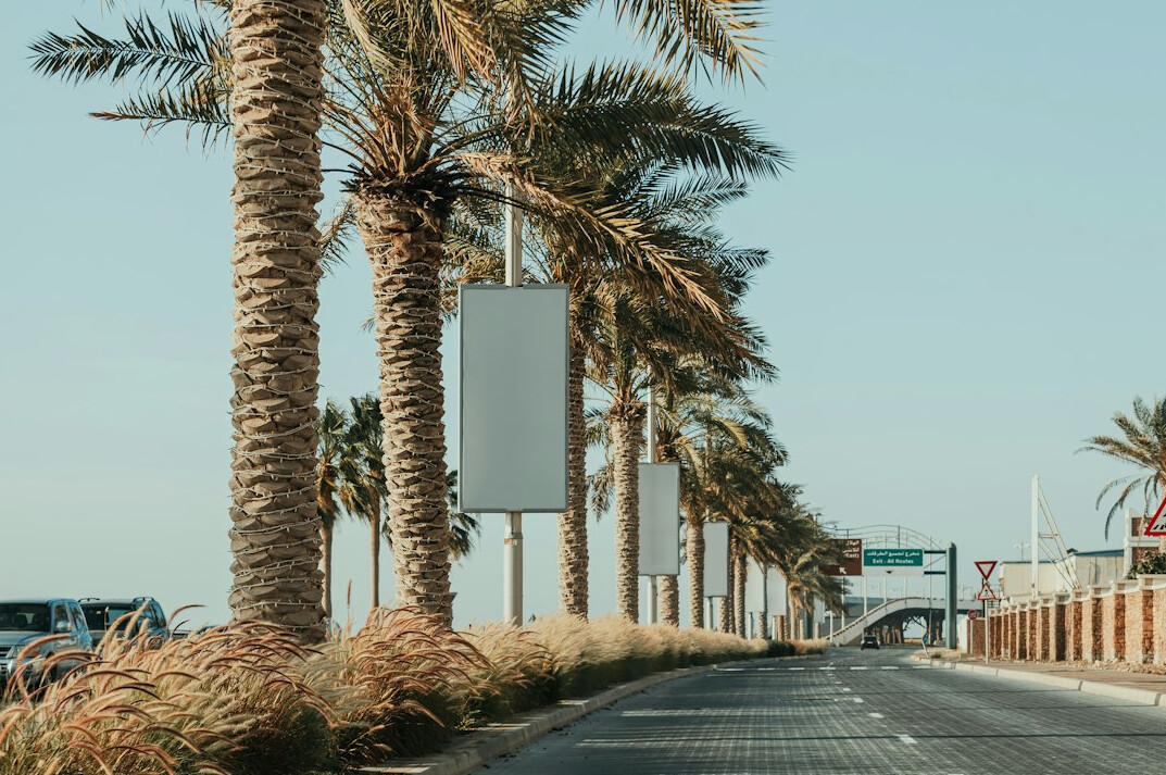 Large blank advertising billboard on a city street